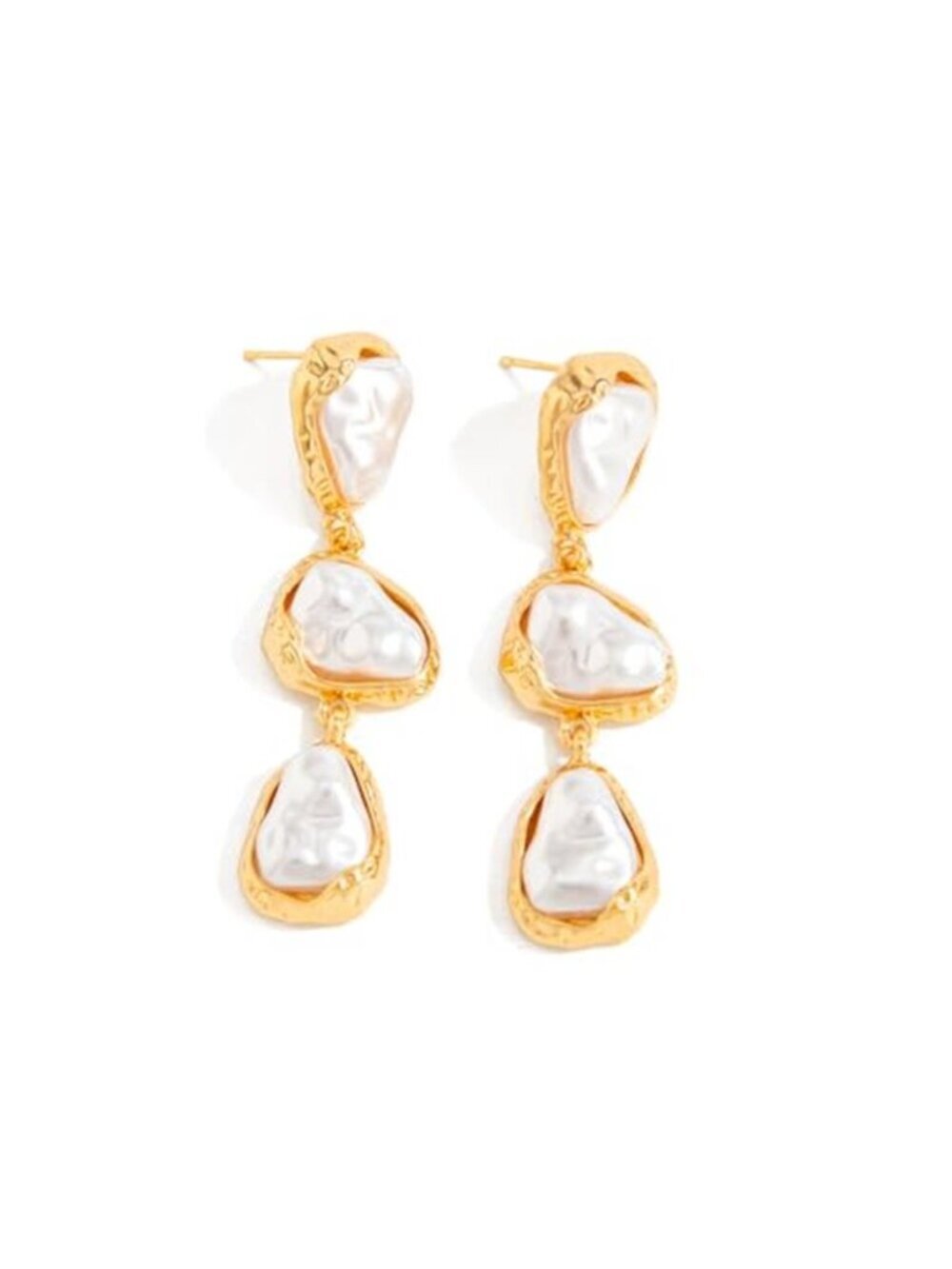 Gold Pearl Drop Earrings Vintage Inspired